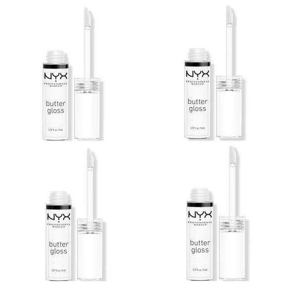 NYX Makeup New 4x Nyx Professional Makeup Butter Gloss Nonsticky Lip Gloss Clear Full Size